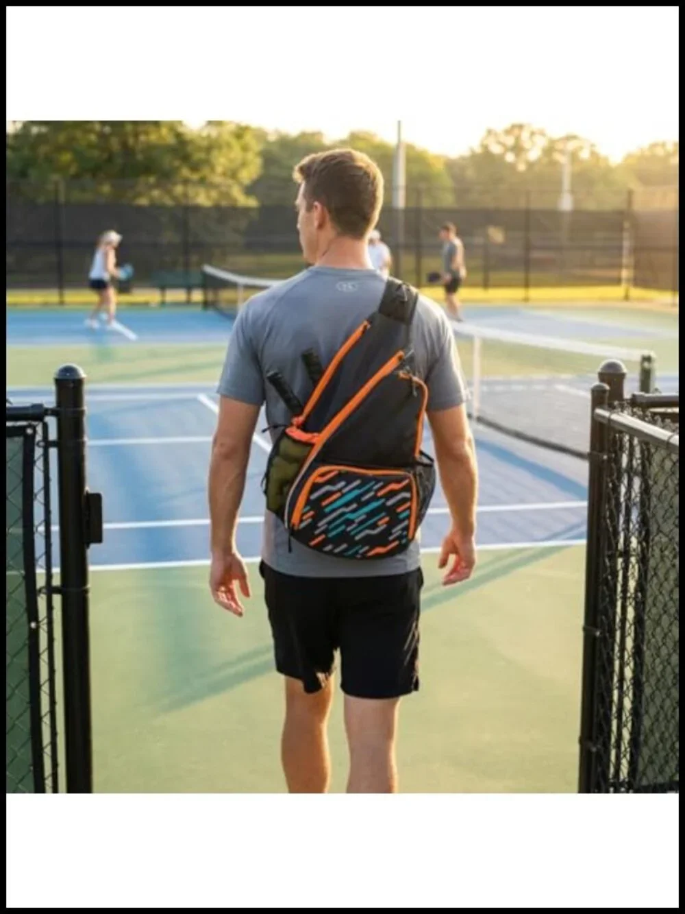 Sling Bag with Shoe Compartment - Crossbody Backpack for Pickleball, Holds 2